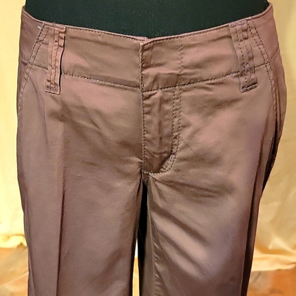 VTG American Rag Y2K Low Rise Wide Leg Cuffed Trousers Brown Size 5 - Picture 3 of 9